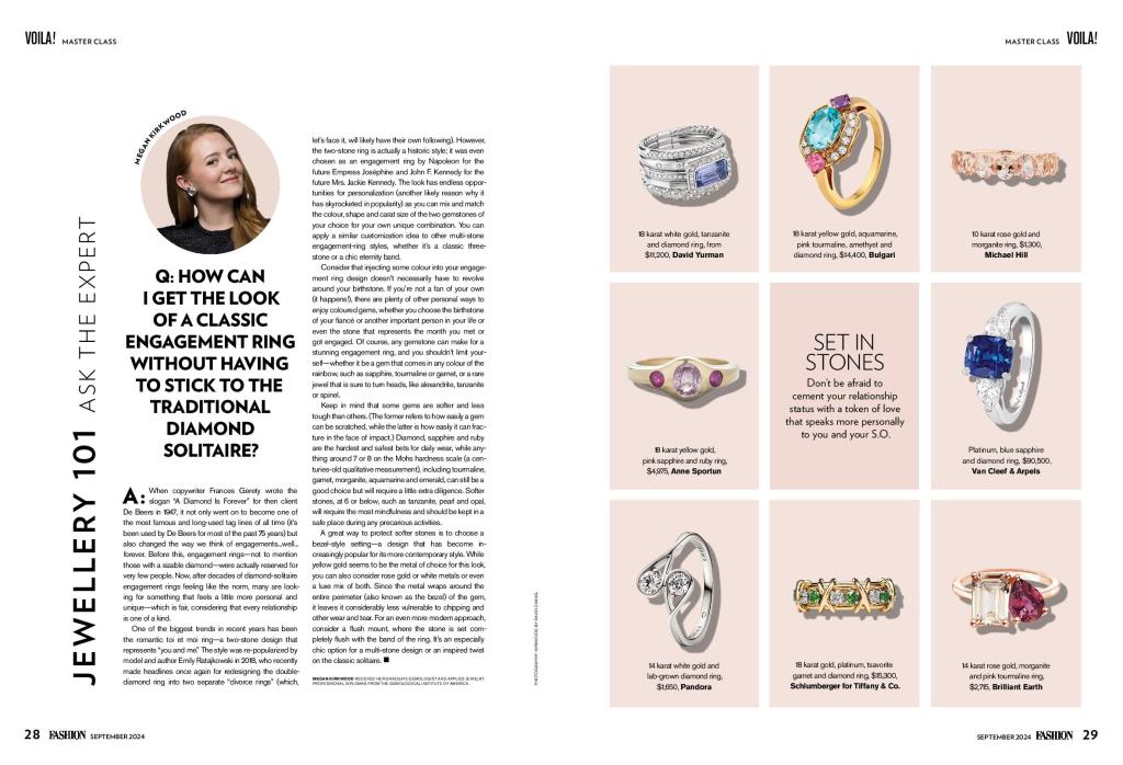Megan Kirkwood FASHION Magazine Jewellery 101 Ask the Expert September 2024