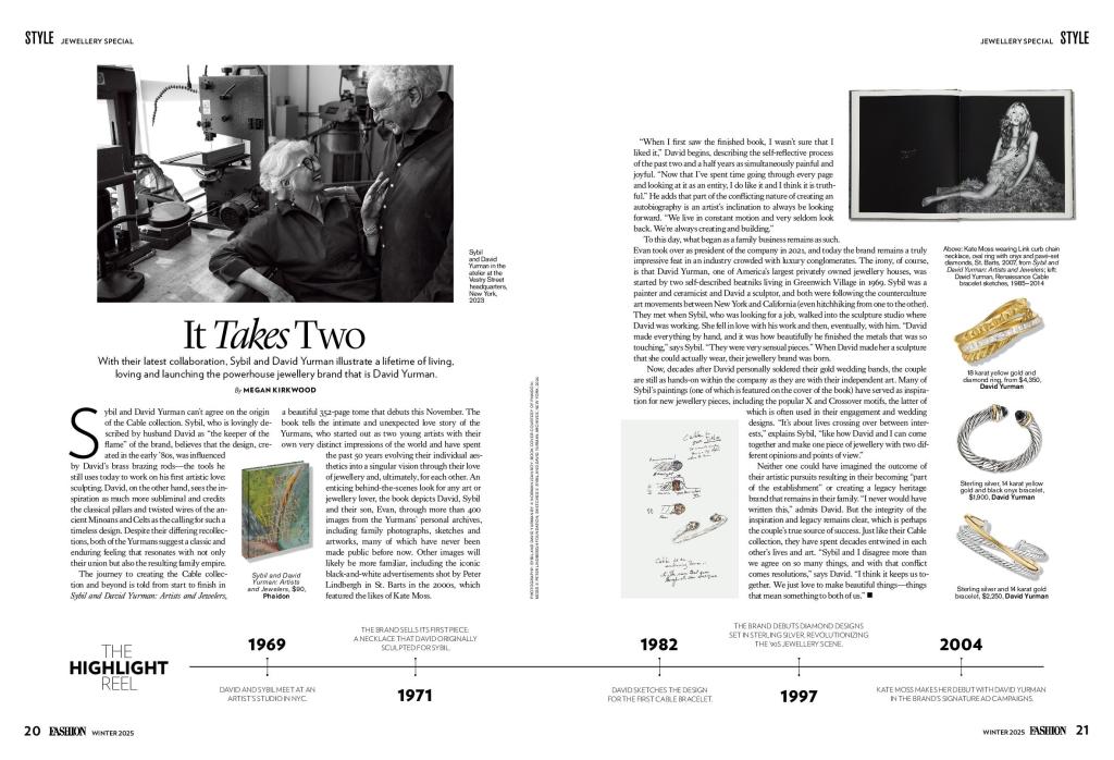 FASHION Magazine Winter 2024 Sybil and David Yurman by Jewellery Writer Megan Kirkwood